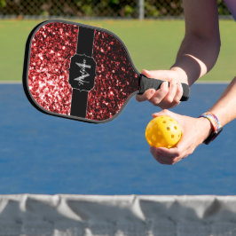Palas De Pickleball Purpurina de imitación rojo oscuro enciende glamou