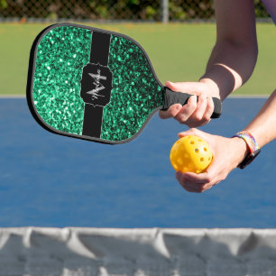 Palas De Pickleball Purpurina de imitación verde esmeralda enciende Mo