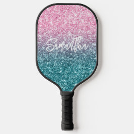 Palas De Pickleball Purpurina de Ombre Verde azulado rosa y lujoso