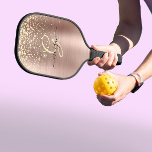 Palas De Pickleball Purpurina de oro, Monograma de oro, Nombre de guió