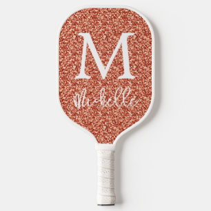 Palas De Pickleball Purpurina de Terracotta de moda Monograma Nombre i