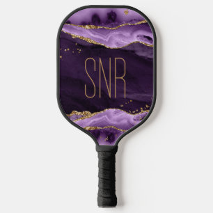 Palas De Pickleball Purpurina Geode Gold de Agate Purple Personalizado