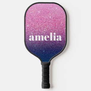 Palas De Pickleball Purpurina Girly Sparkly Pink Navy nombre personali