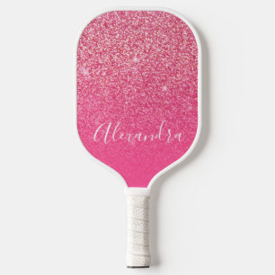 Palas De Pickleball Purpurina Girly Sparkly Rosa Personalizado de nomb