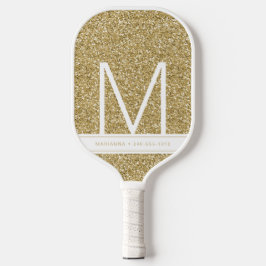 Palas De Pickleball Purpurina monogramado dorado personalizado inicial