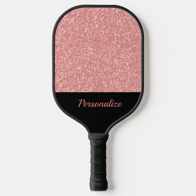 Palas De Pickleball Purpurina rosa Glam Sparkle Black Personalizado (Anverso)