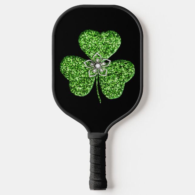 Palas De Pickleball Purpurina Shamrock Y Flor (Anverso)
