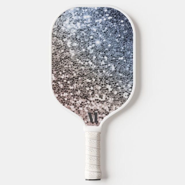 Palas De Pickleball Purpurinoso de moda Esparkles Monograma moderno (Anverso)