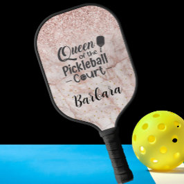 Palas De Pickleball Queen Court Glam Glit Rosa Gold Name