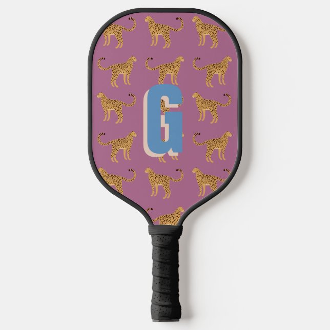 Palas De Pickleball Quetah, leopardo rosa monogramado (Anverso)