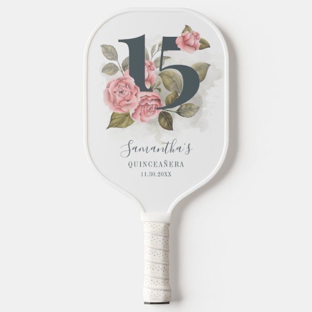 Palas De Pickleball Quinceanera Floral Rosa (Anverso)