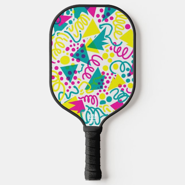 Palas De Pickleball Rad Retro Memphis Pattern Neon 80s Pop Art (Anverso)