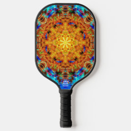 Palas De Pickleball Radiant Vibrant Kaleidoscopic Sunburst Art 