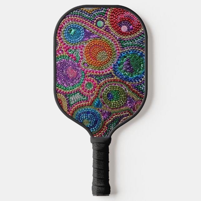 Palas De Pickleball Rainbow Mardi Gras Bead Art  (Anverso)