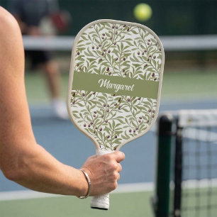 Palas De Pickleball Rama de olivo acuarela botánico verde salvia