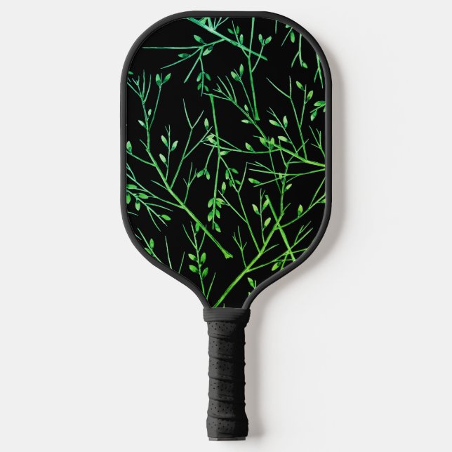 Palas De Pickleball Ramas verdes sobre negro (Anverso)
