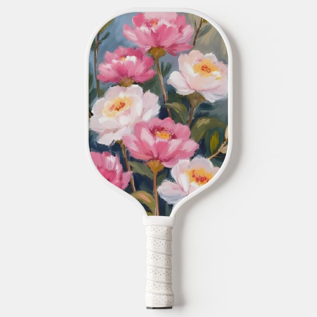Palas De Pickleball Ramo de flores de peonías rosadas acuarela (Anverso)