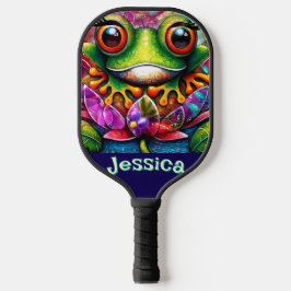 Palas De Pickleball Rana Hormigón Abstracto Floral Ranas Personalizada