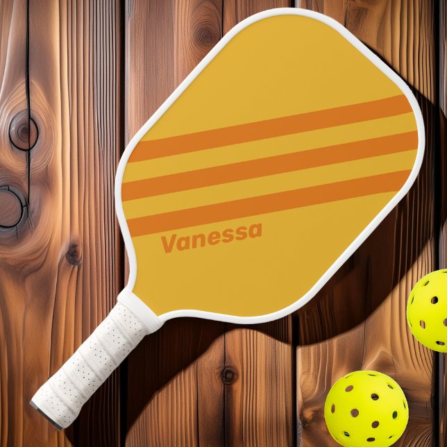 Palas De Pickleball Ranura de Naranja retro tres bandas con nombre (Subido por el creador)
