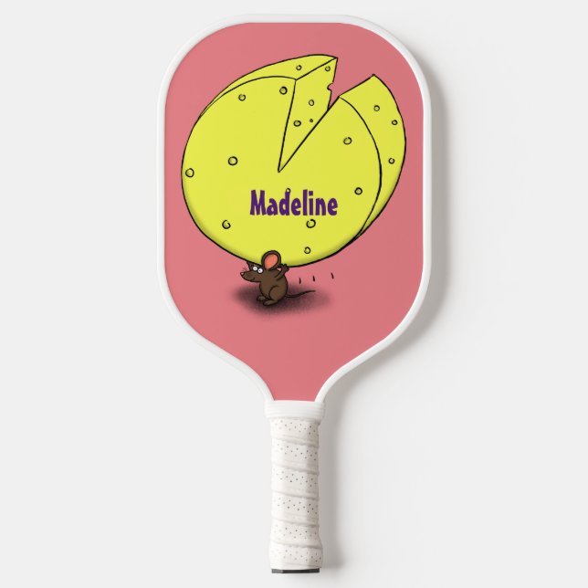 Palas De Pickleball Ratón blanco con ilustracion personalizado de ques (Anverso)