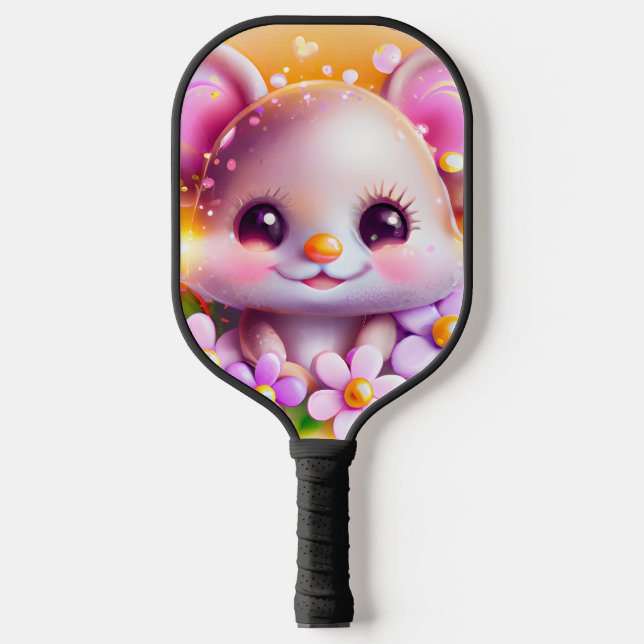 Palas De Pickleball Ratón rosa de Kawaii (Anverso)