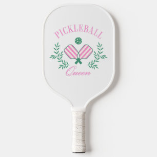 Palas De Pickleball Rayado rosa y blanco   Reina del futbol