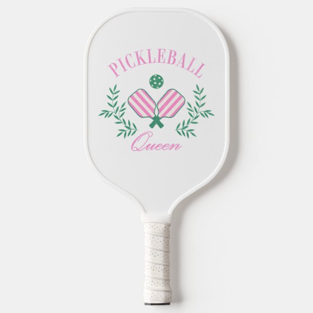 Palas De Pickleball Rayado rosa y blanco | Reina del futbol (Anverso)