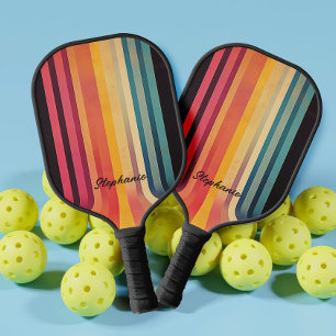 Palas De Pickleball Rayas abstractas inspiradas de los años 70