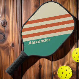 Palas De Pickleball Rayas Atemporales Vintage Sport con Nombre