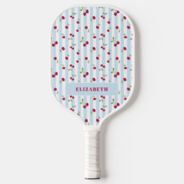 Palas De Pickleball Rayas Azules de Cereza Personalizadas Retro Lindas