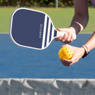Palas De Pickleball Rayas Azules Marineras Modernas Personalizadas