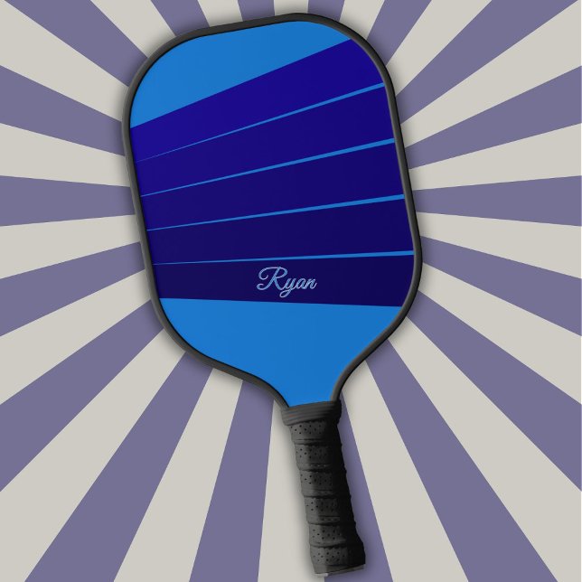 Palas De Pickleball Rayas azules oscuras y tu nombre en azul (Subido por el creador)