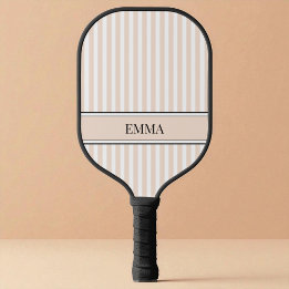 Palas De Pickleball Rayas Beige Modernas Elegante Negro Nombre Persona
