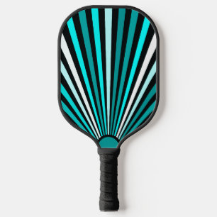 Palas De Pickleball Rayas blancas negras turquesas