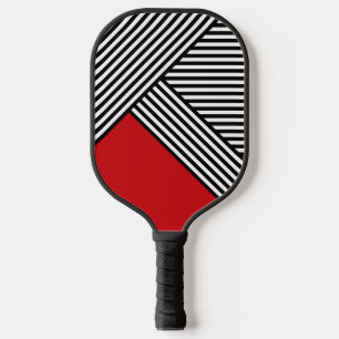 Palas De Pickleball Rayas blancas y negras con triángulo rojo
