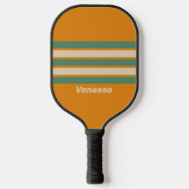 Palas De Pickleball Rayas de Acceso Naranja Retro con Nombre