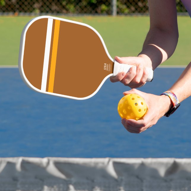 Palas De Pickleball Rayas de acento amarillo blanco esporádico retro m (in situ)