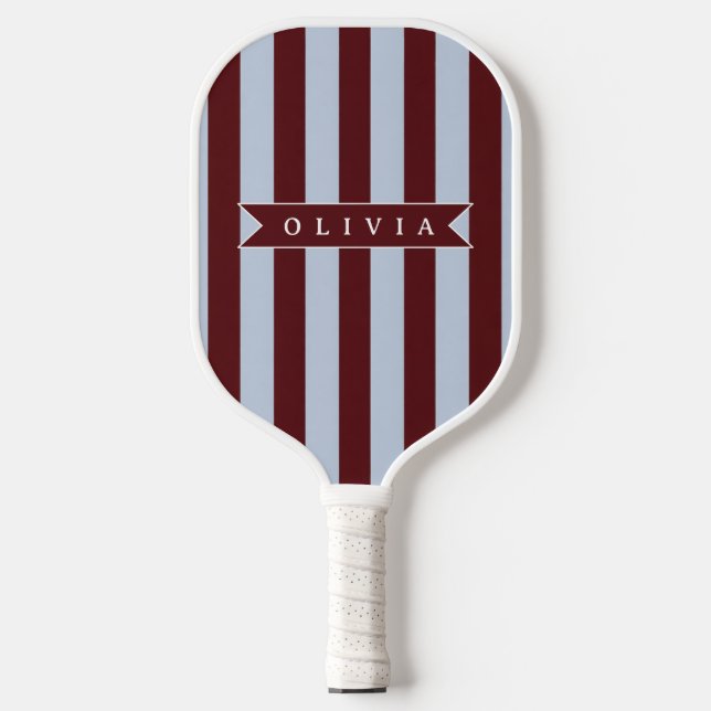 Palas De Pickleball Rayas de Cabaña Azules Marrones Personalizadas Clá (Anverso)