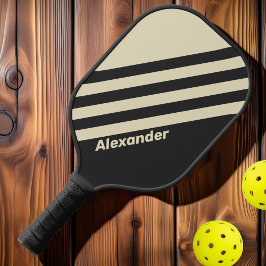 Palas De Pickleball Rayas de Carbón Deportivo Vintage con Nombre
