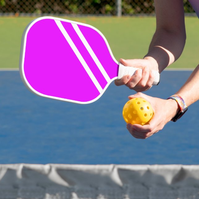 Palas De Pickleball Rayas de Carreras blanca rosada trópica brillante  (in situ)