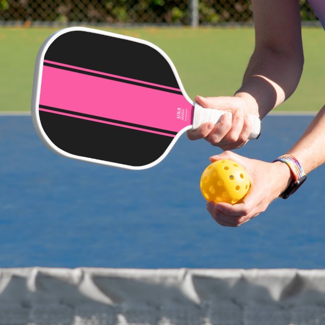 Palas De Pickleball Rayas de Carreras vertical rosa brillante y divert (in situ)