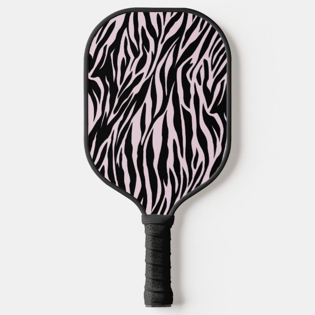 Palas De Pickleball Rayas de cebra sobre rosa pastel (Anverso)
