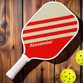 Palas De Pickleball Rayas de Cereza Deportivas Vintage con Nombre
