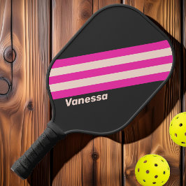 Palas De Pickleball Rayas de chicle retro con nombre