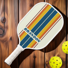Palas De Pickleball Rayas de cinco tablas vintage con nombre