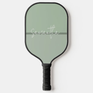 Palas De Pickleball Rayas de color verde salado monograma blanco