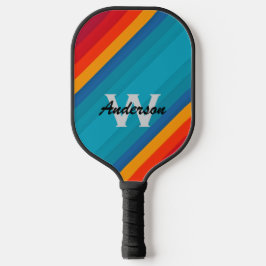 Palas De Pickleball Rayas de color Vivid personalizan Monograma y Nomb