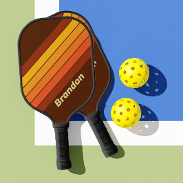 Palas De Pickleball Rayas de Estilo Vintage con Nombre