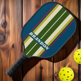 Palas De Pickleball Rayas de la placa de Rugby Retro con nombre