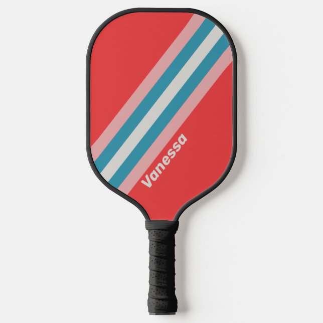 Palas De Pickleball Rayas de Labial Antiguo con Nombre (Anverso)